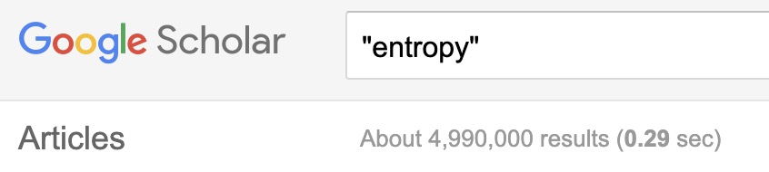Google Scholar 搜索 entropy 的截图,显示约 4,990,000 条检索结果