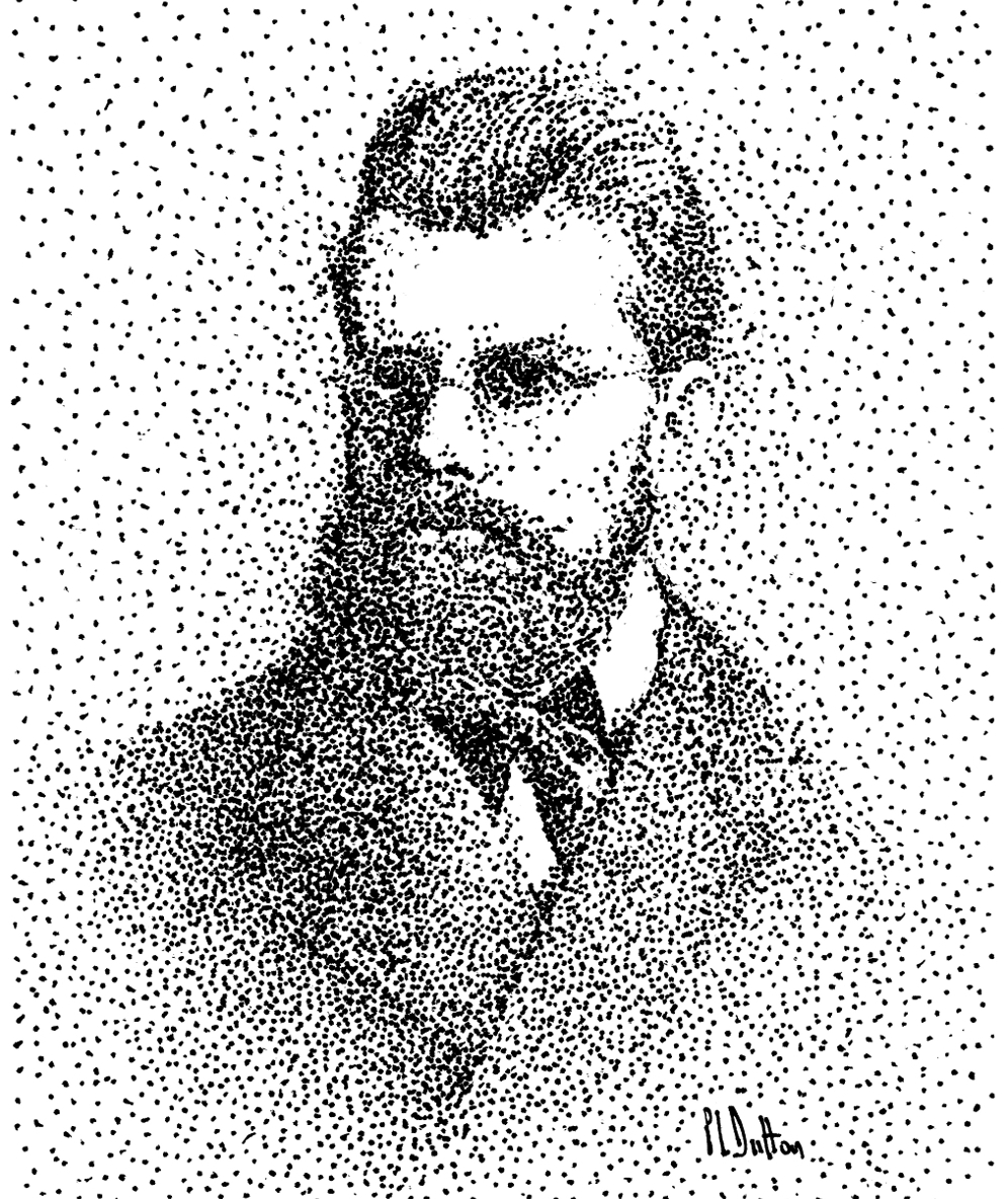 The Entropic Boltzmann：P. L. Dutton 用疏密不同的黑点绘成的 Boltzmann 肖像